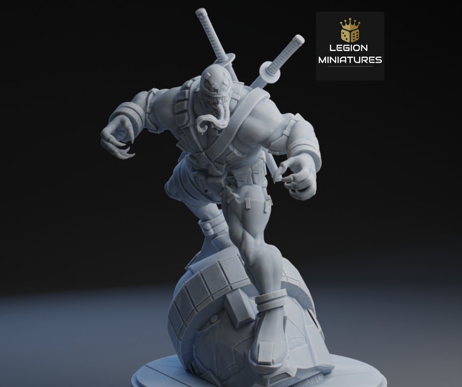 Venom-pool Fan-Art 40mm Miniature (Sculpted by Legion Miniatures) (Crisis Protocol Proxy/Alternative)