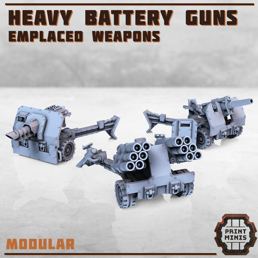 Heavy Battery Guns Kit - Kaledon Fortis (modular) (sculpted by Print Minis)