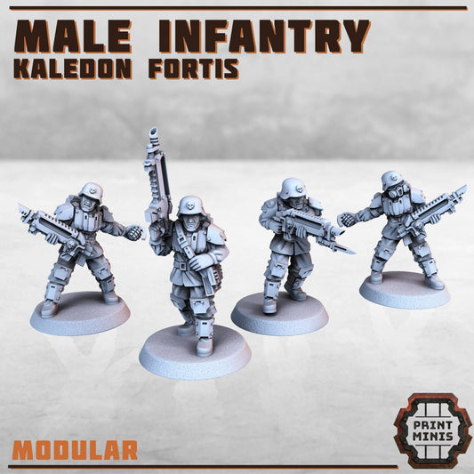Male Infantry - Kaledon Fortis Army (set of 4) by Print Minis