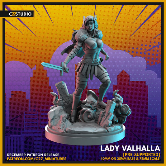 Lady Sif / Lady Valhalla 40mm miniature (sculpted by C27 collectibles) (Crisis Protocol Proxy/Alternative)