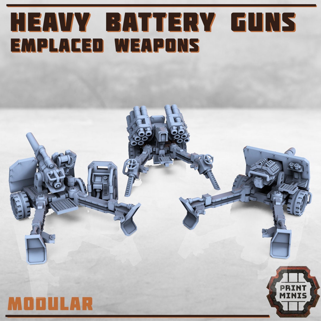 Heavy Battery Guns Kit - Kaledon Fortis (modular) (sculpted by Print Minis)