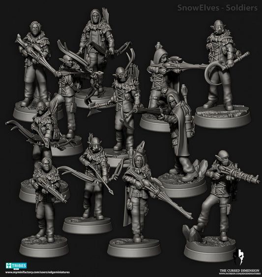 Snow Elves - Soldiers - Space Elves - Set of 12 (Sculpted by Edge Miniatures)
