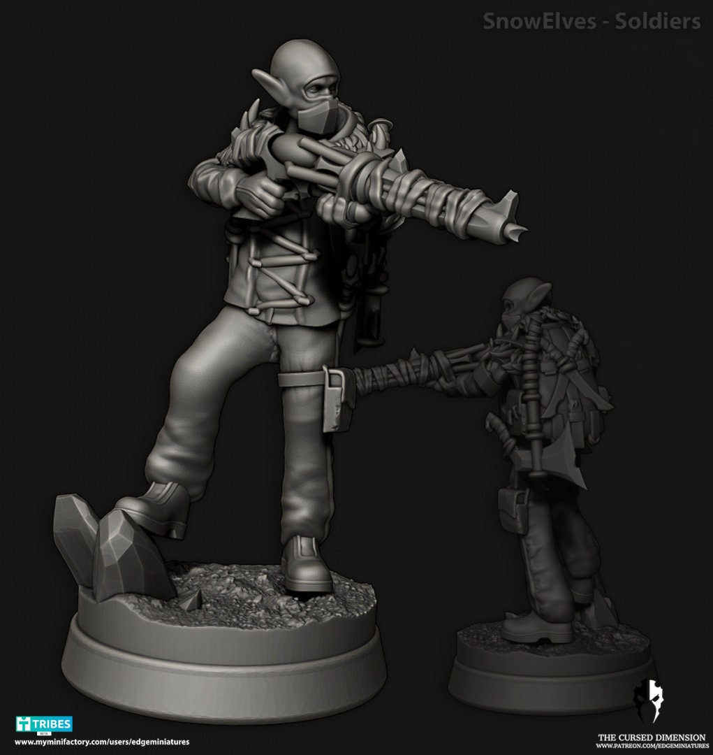Snow Elves - Soldiers - Space Elves - Set of 12 (Sculpted by Edge Miniatures)