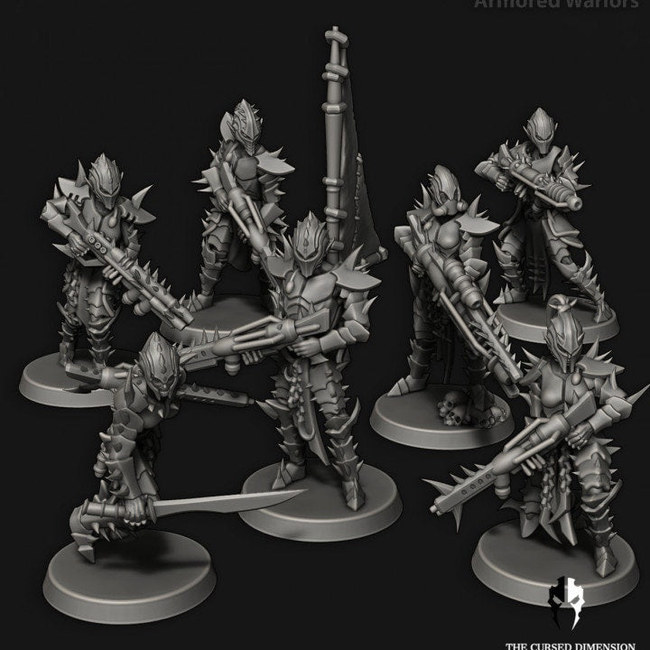 Armoured Warriors - Cursed Elves - Set of 7 (Sculpted by Edge Miniatures)