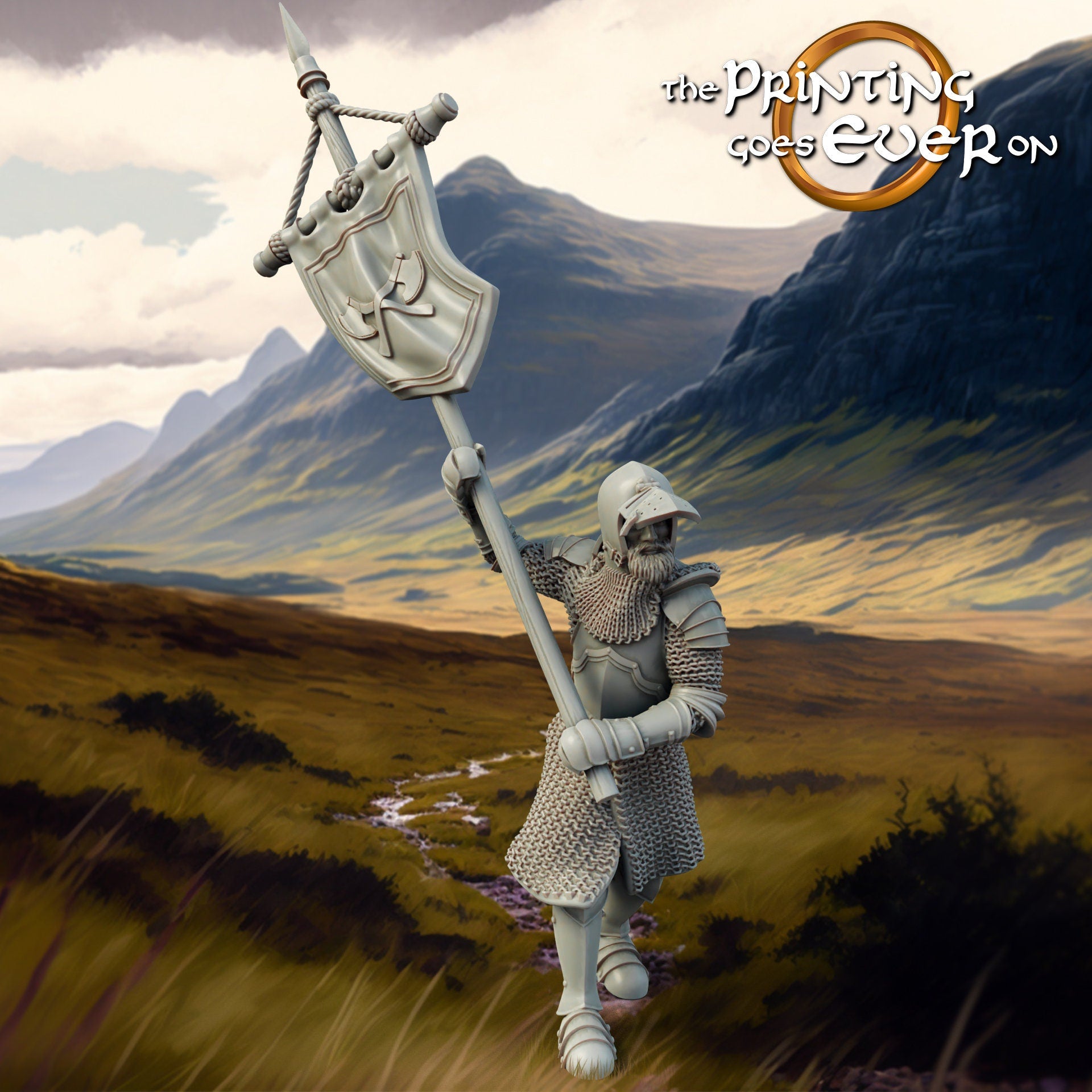 Axeman Banner Bearer - Allies and Fiefs - Vol. 1 (sculpted by Print Goes Ever On)