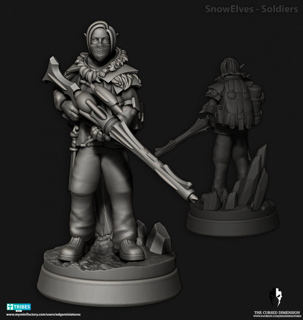 Snow Elves - Soldiers - Space Elves - Set of 12 (Sculpted by Edge Miniatures)