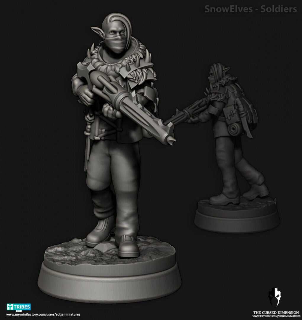 Snow Elves - Soldiers - Space Elves - Set of 12 (Sculpted by Edge Miniatures)