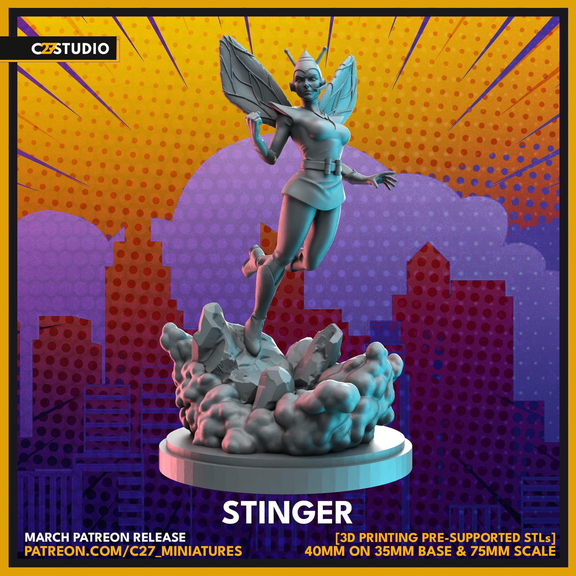 Stinger / Classic Wasp 40mm miniature (sculpted by C27 collectibles) (Crisis Protocol Proxy/Alternative)