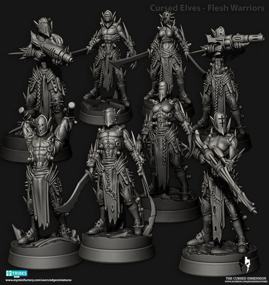 Flesh Warrior Squad - Cursed Elves - Set of 8 (Sculpted by Edge Miniatures)