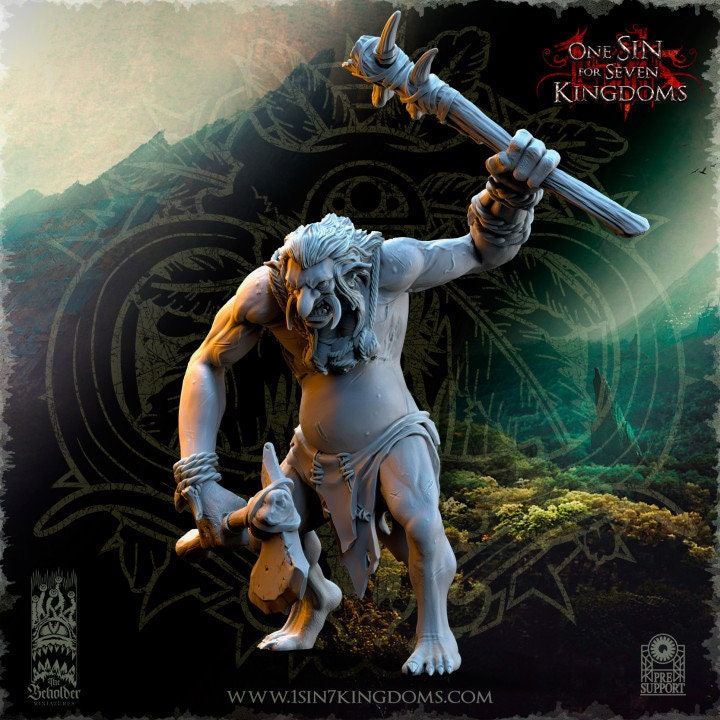 Mountain Troll with axes (sculpted by Beholder Miniatures)