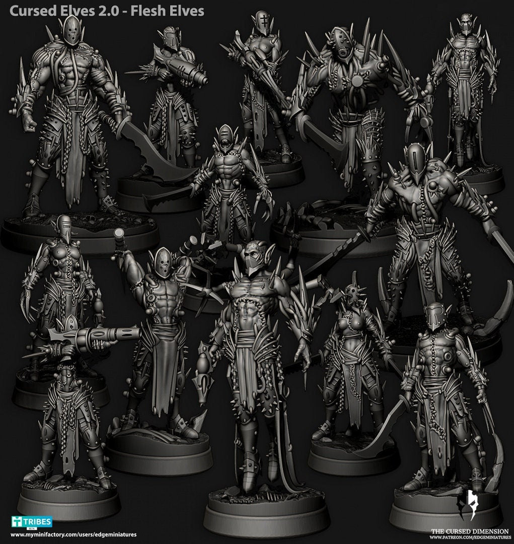 Cursed Elves 2.0 - Flesh Elves Set - Set of 12 (Sculpted by Edge Miniatures)