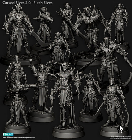 Cursed Elves 2.0 - Flesh Elves Set - Set of 12 (Sculpted by Edge Miniatures)