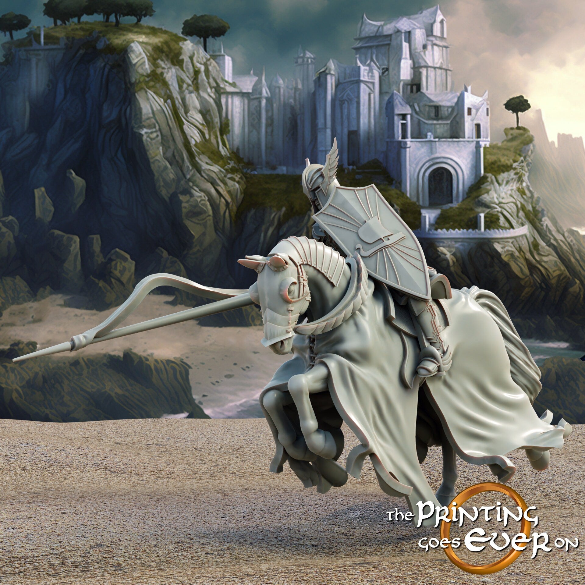 Swan Knight Mounted - Pose C (sculpted by Print Goes Ever On)