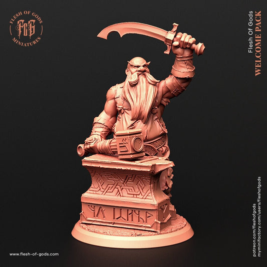Jakir Redsword the Blacksmith (sculpted by Flesh of Gods miniatures)