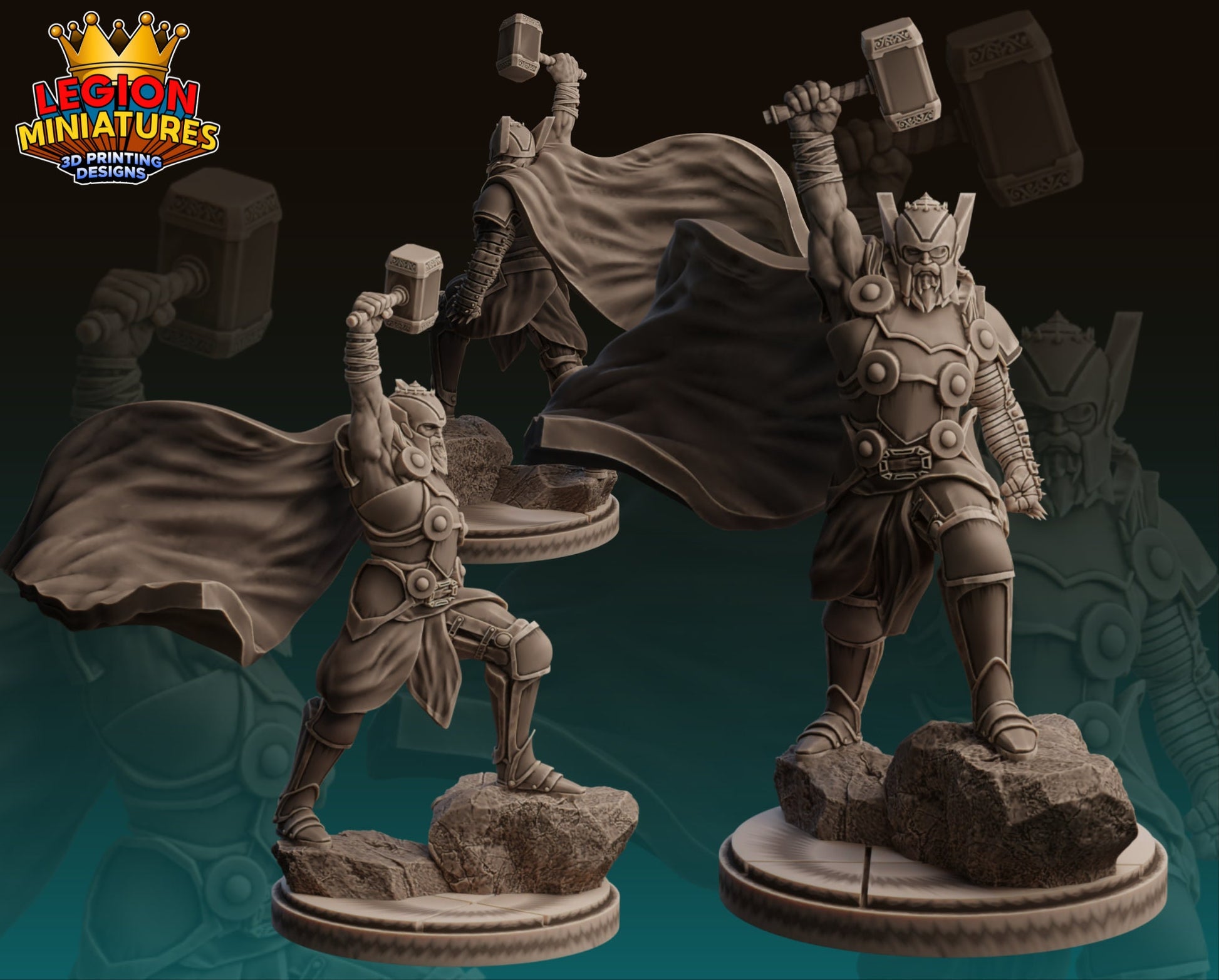 King Thor Fan-Art 40mm Miniature (Sculpted by Legion Miniatures) (Crisis Protocol Proxy/Alternative)