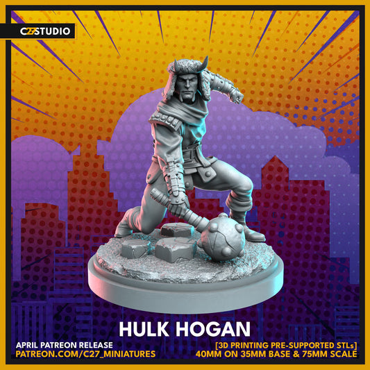 Hogun / Hulk Hogan 40mm miniature (sculpted by C27 collectibles) (Crisis Protocol Proxy/Alternative)