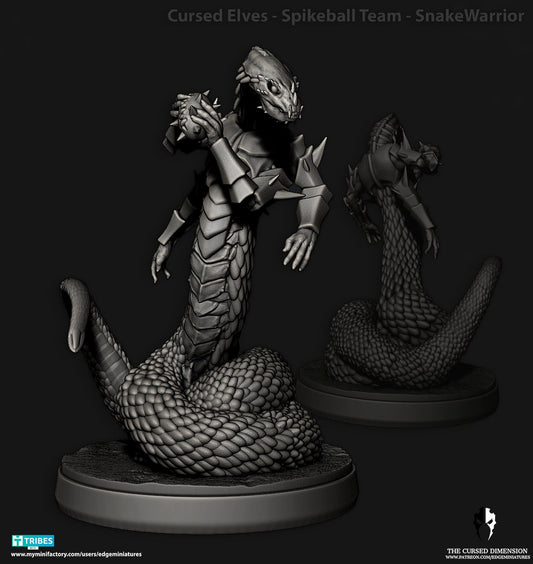 Cursed Elves - Snake Warrior - Spikeball Team (Sculpted by Edge Miniatures)
