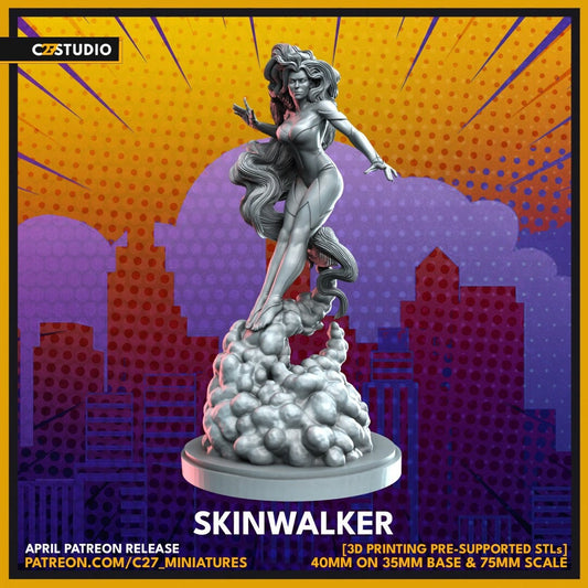 Meggan / Skinwalker 40mm miniature (sculpted by C27 collectibles) (Crisis Protocol Proxy/Alternative)
