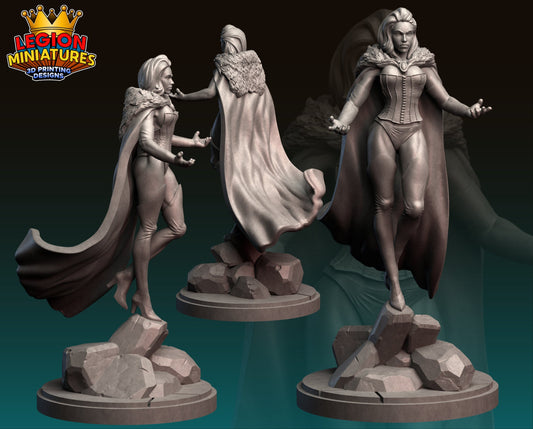 Emma Frost Fan-Art 40mm Miniature (Sculpted by Legion Miniatures) (Crisis Protocol Proxy/Alternative)
