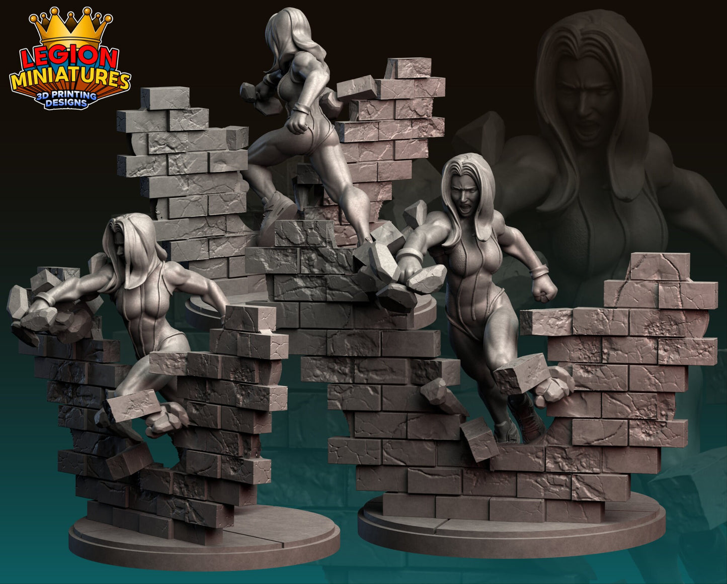 She-Hulk Fan-Art 40mm Miniature (Sculpted by Legion Miniatures) (Crisis Protocol Proxy/Alternative)