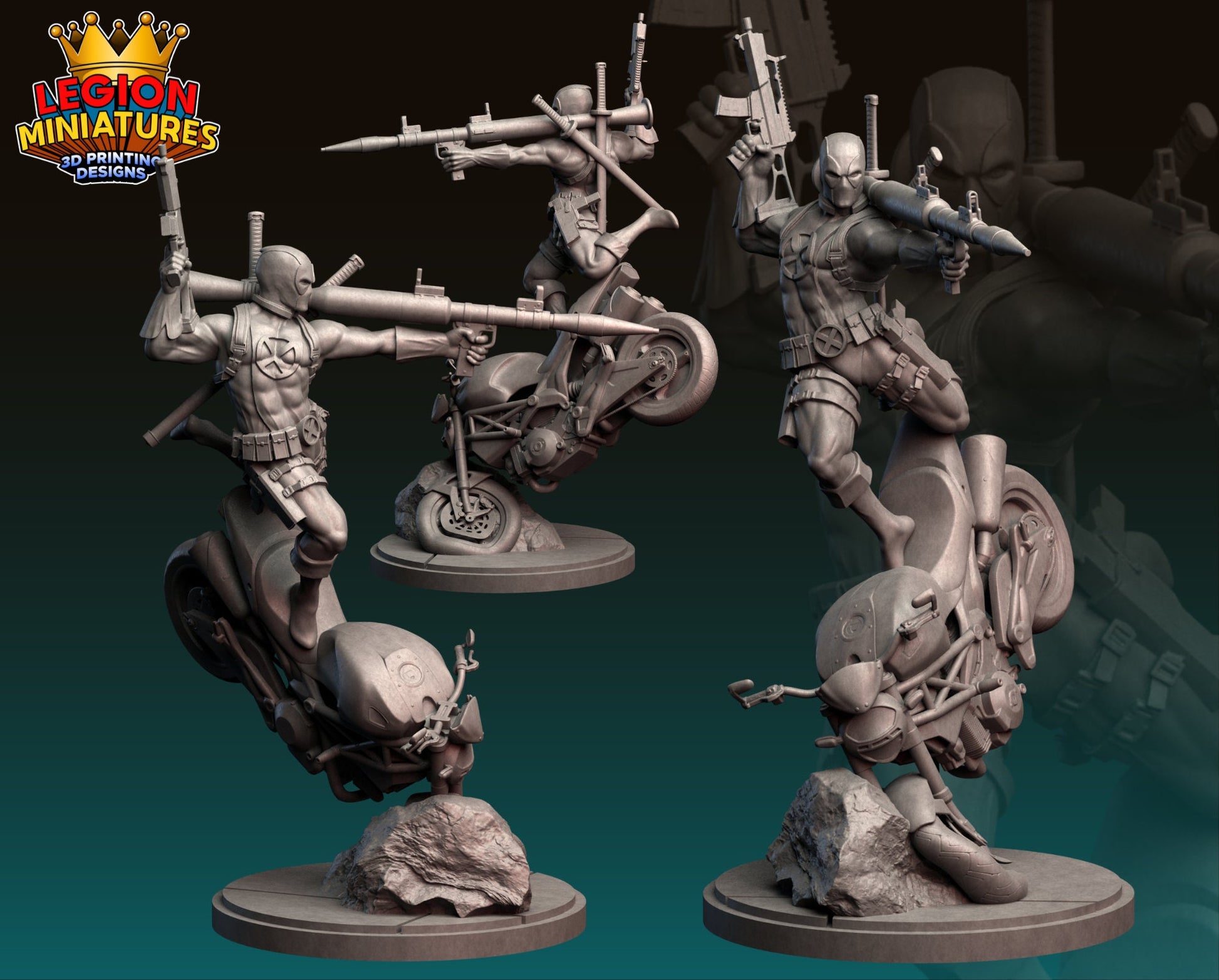Deadpool Fan Art 40mm Miniature (Sculpted by Legion Miniatures) (Crisis Protocol Proxy/Alternative)