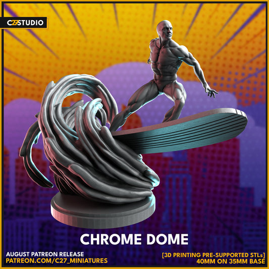 Silver Surfer / Chrome Dome 40mm miniature (sculpted by C27 collectibles) (Crisis Protocol Proxy/Alternative)