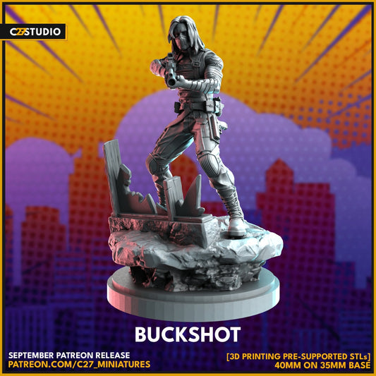 Buckshot / Winter Soldier 40mm miniature (sculpted by C27 collectibles) (Crisis Protocol Proxy/Alternative)