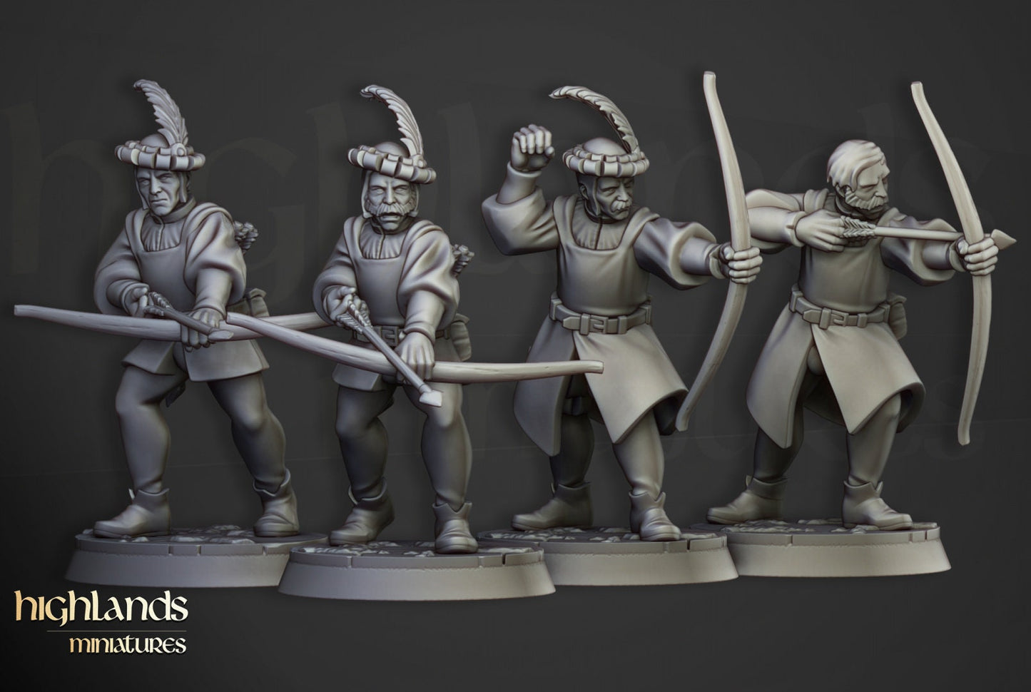 Sunland Bowmen Militia (4) - Sculpted by Highland Miniatures