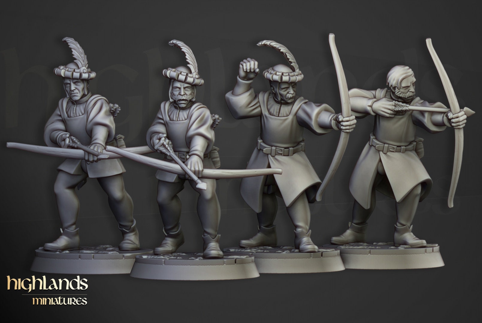Sunland Bowmen Militia (4) - Sculpted by Highland Miniatures