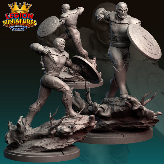 Captain America Phoenix Fan-Art 40mm Miniature (Sculpted by Legion Miniatures) (Crisis Protocol Proxy/Alternative)