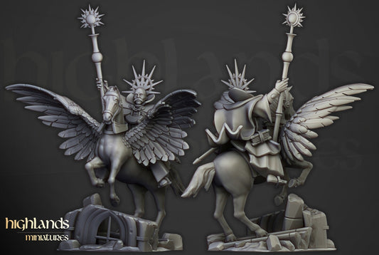 High Mage of Sunland on Pegasus - Sculpted by Highland Miniatures