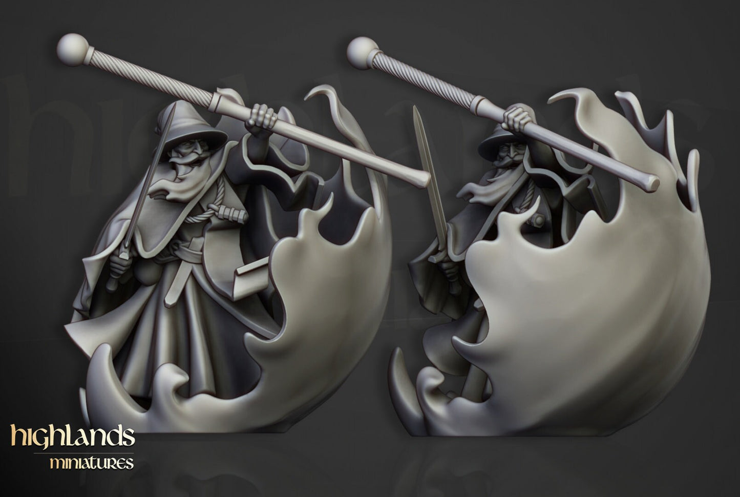 High Mage of Sunland on Pegasus - Sculpted by Highland Miniatures