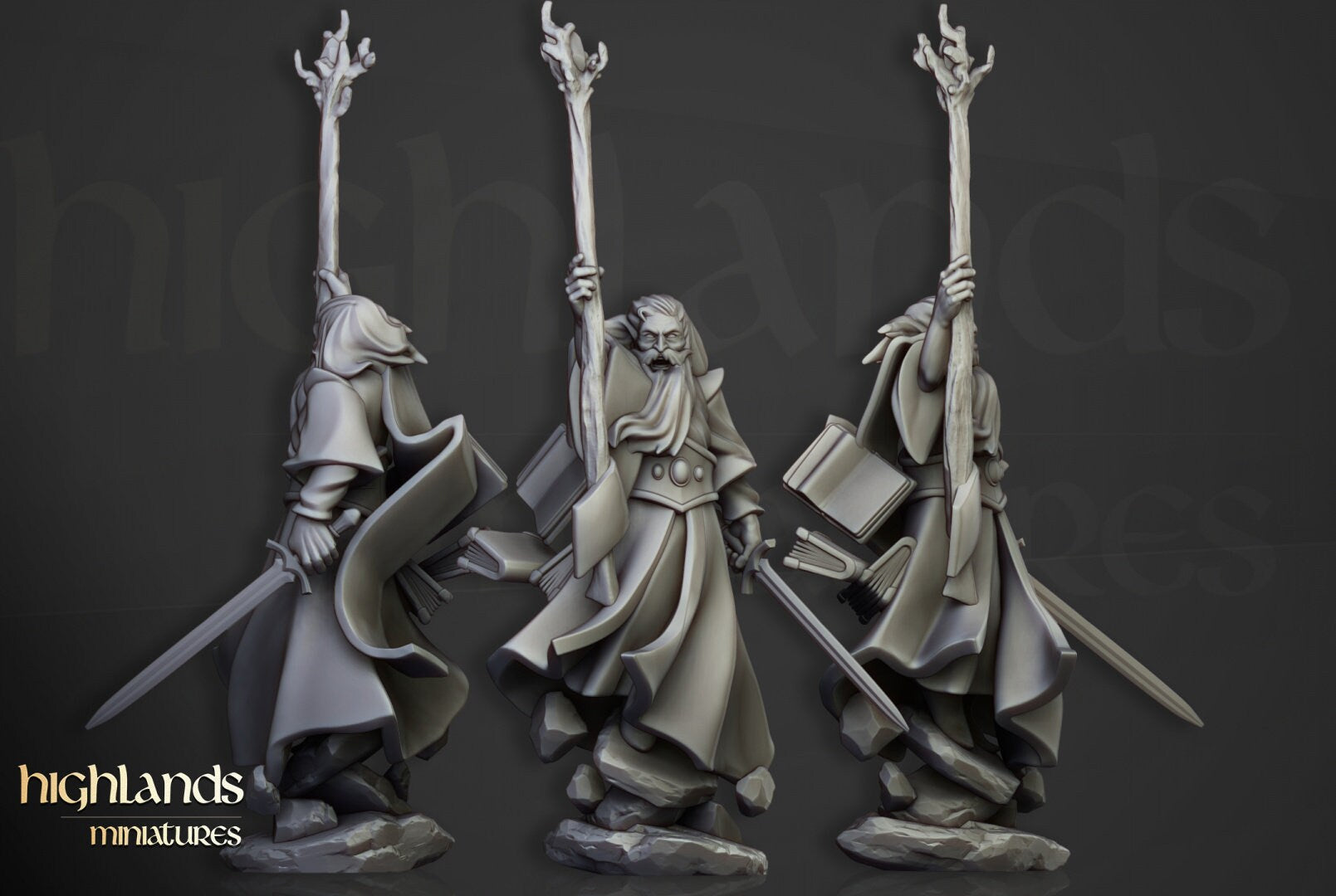 High Mage of Sunland on Pegasus - Sculpted by Highland Miniatures