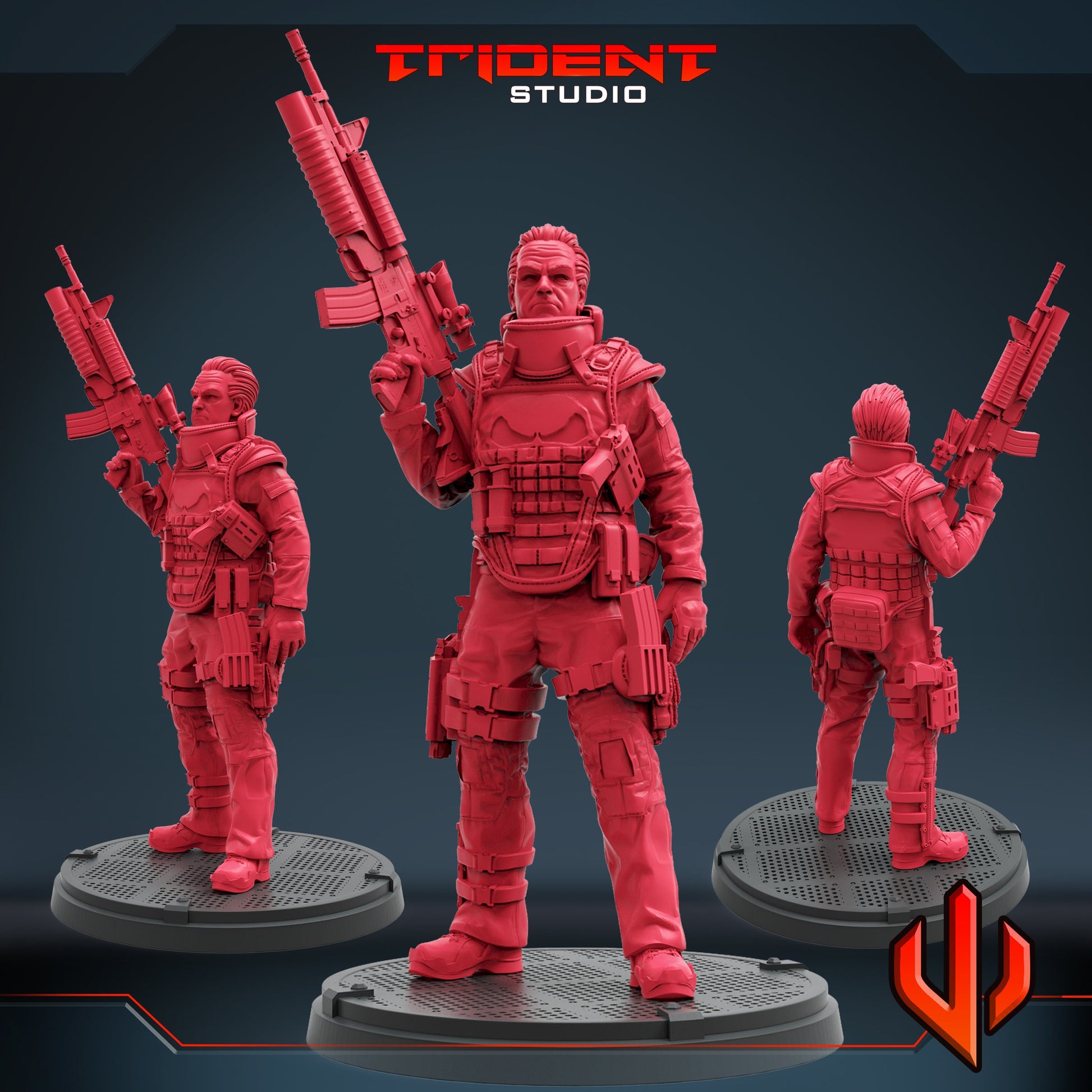 Punisher Warzone A (Fan art sculpted by Trident Studio) (Crisis Protocol Proxy/Alternative)