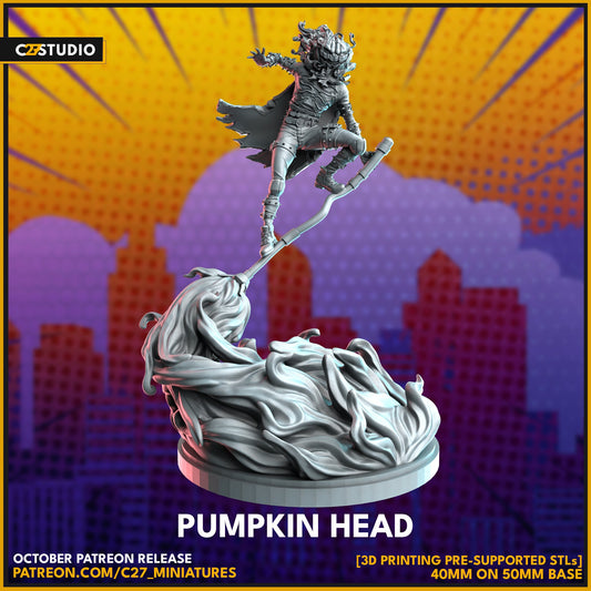 Jack O Lantern / Pumpkin Head 40mm miniature (sculpted by C27 collectibles) (Crisis Protocol Proxy/Alternative)