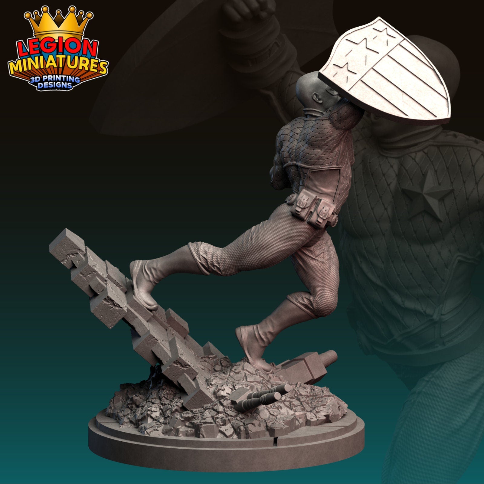 Patriot Fan-Art 40mm Miniature (Sculpted by Legion Miniatures) (Crisis Protocol Proxy/Alternative)