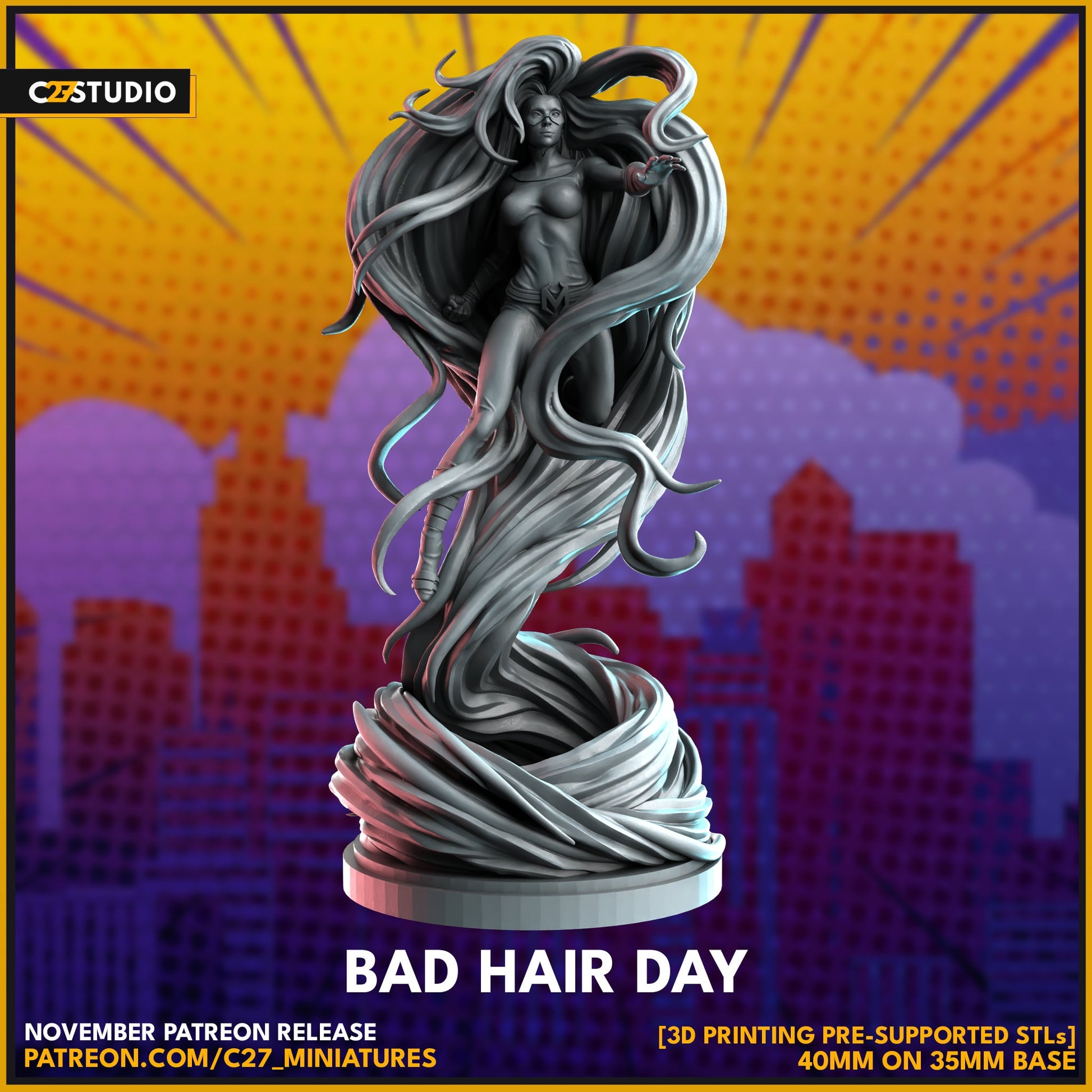 Medusa / Bad Hair Day40mm miniature (Fan Art sculpted by C27 collectibles) (Crisis Protocol Proxy/Alternative)
