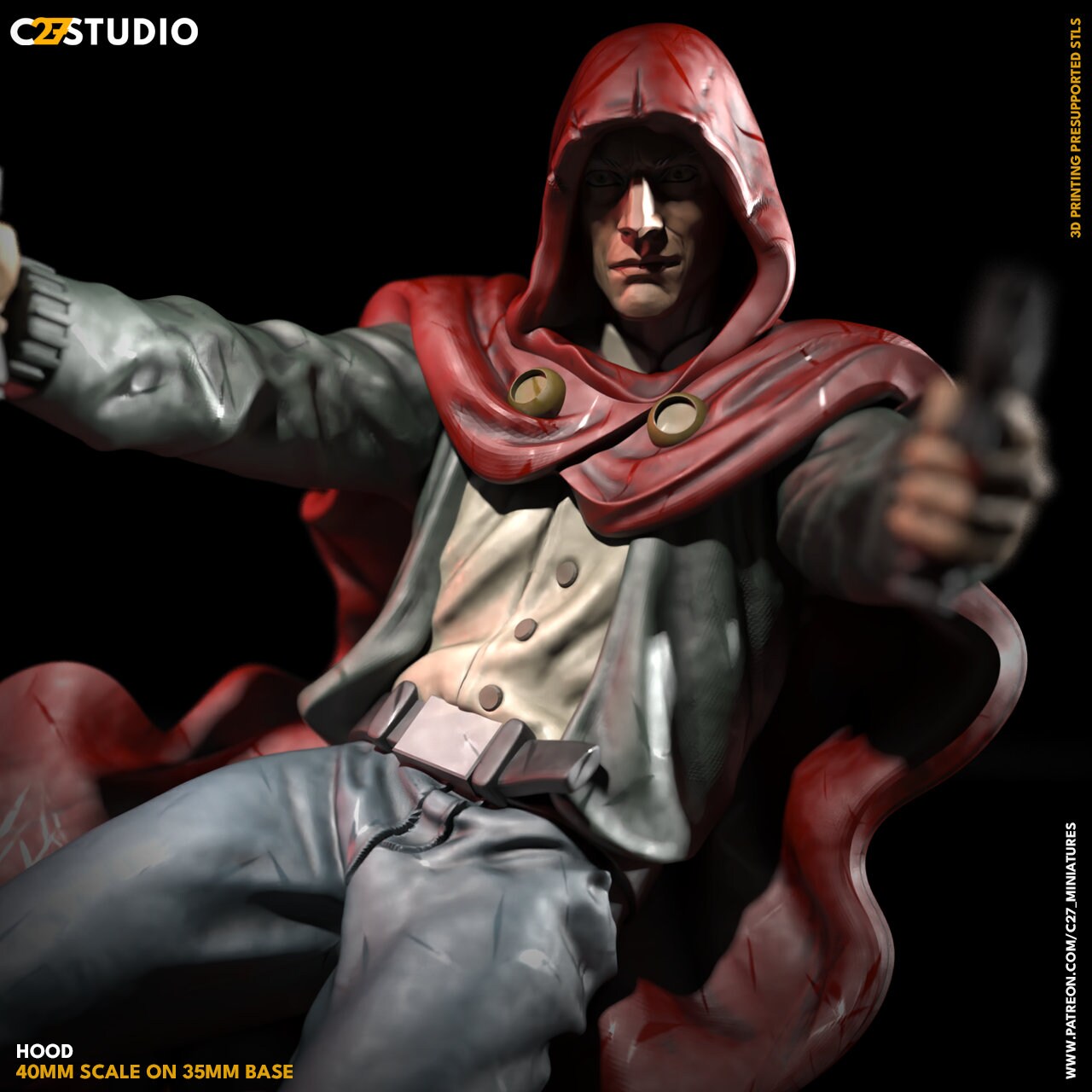 The Hood / Mischievous Marauder 40mm miniature (Fan Art sculpted by C27 collectibles) (Crisis Protocol Proxy/Alternative)