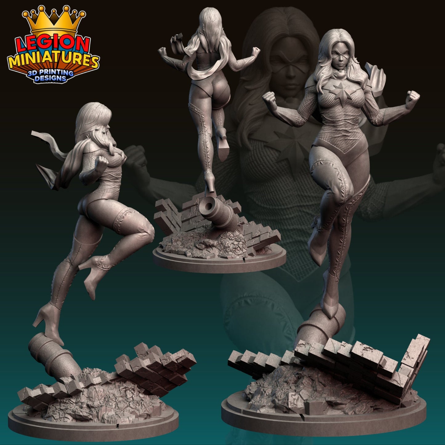 Moonstone / Miss Marvel Fan-Art 40mm Miniature (Sculpted by Legion Miniatures) (Crisis Protocol Proxy/Alternative)