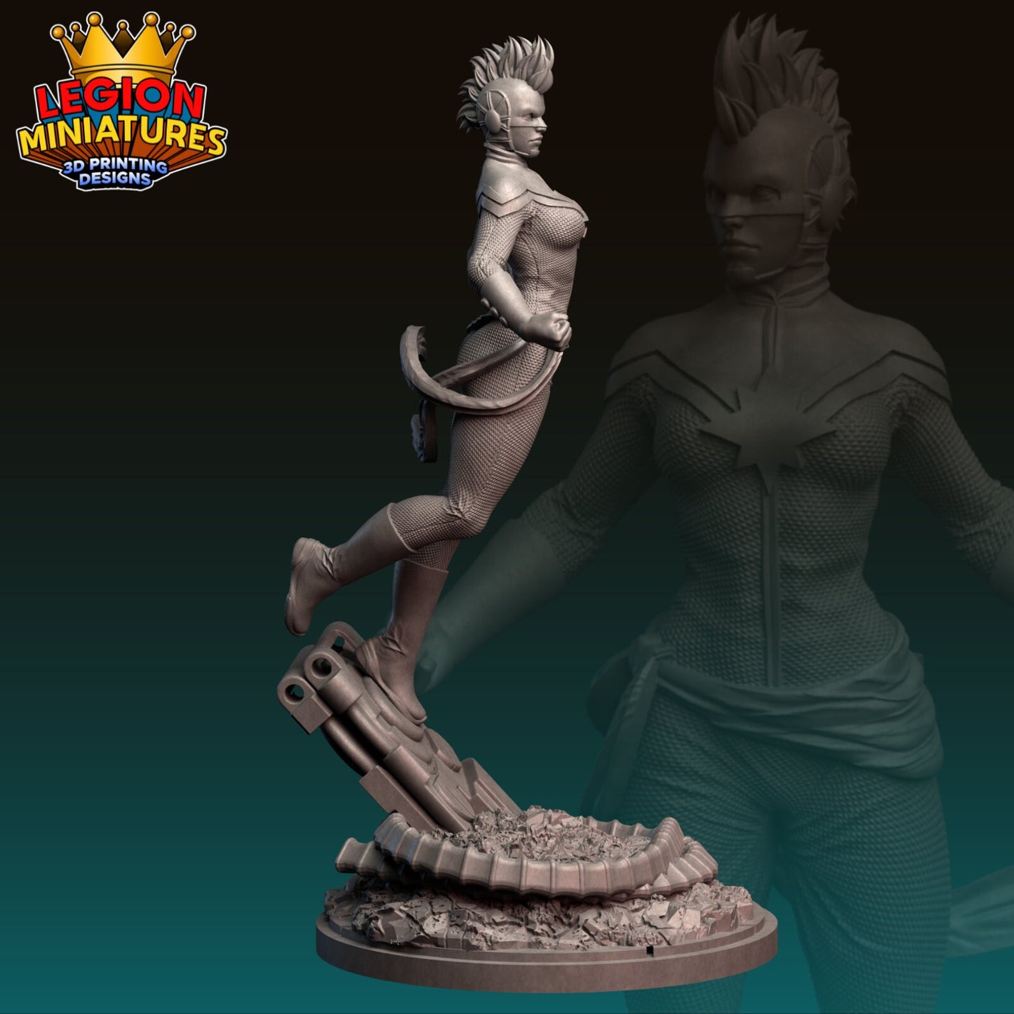 Captain Marvel Fan-Art 40mm Miniature (Sculpted by Legion Miniatures) (Crisis Protocol Proxy/Alternative)