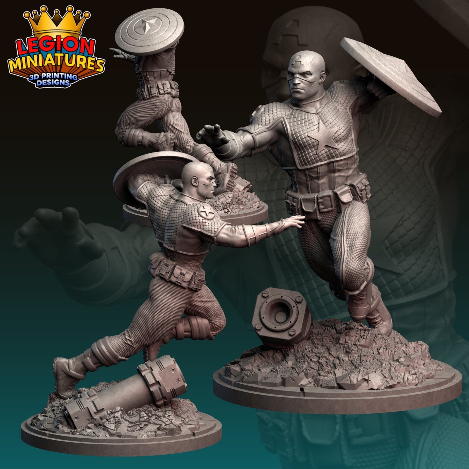Ultimate Captain America Fan-Art 40mm Miniature (Sculpted by Legion Miniatures) (Crisis Protocol Proxy/Alternative)