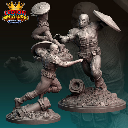 Ultimate Captain America Fan-Art 40mm Miniature (Sculpted by Legion Miniatures) (Crisis Protocol Proxy/Alternative)