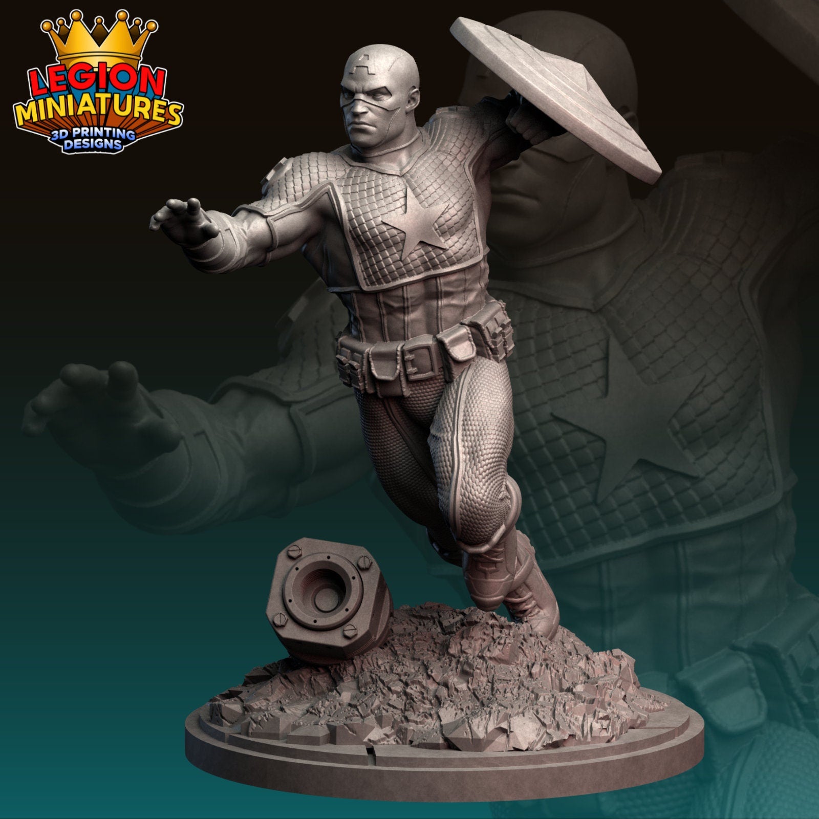 Ultimate Captain America Fan-Art 40mm Miniature (Sculpted by Legion Miniatures) (Crisis Protocol Proxy/Alternative)