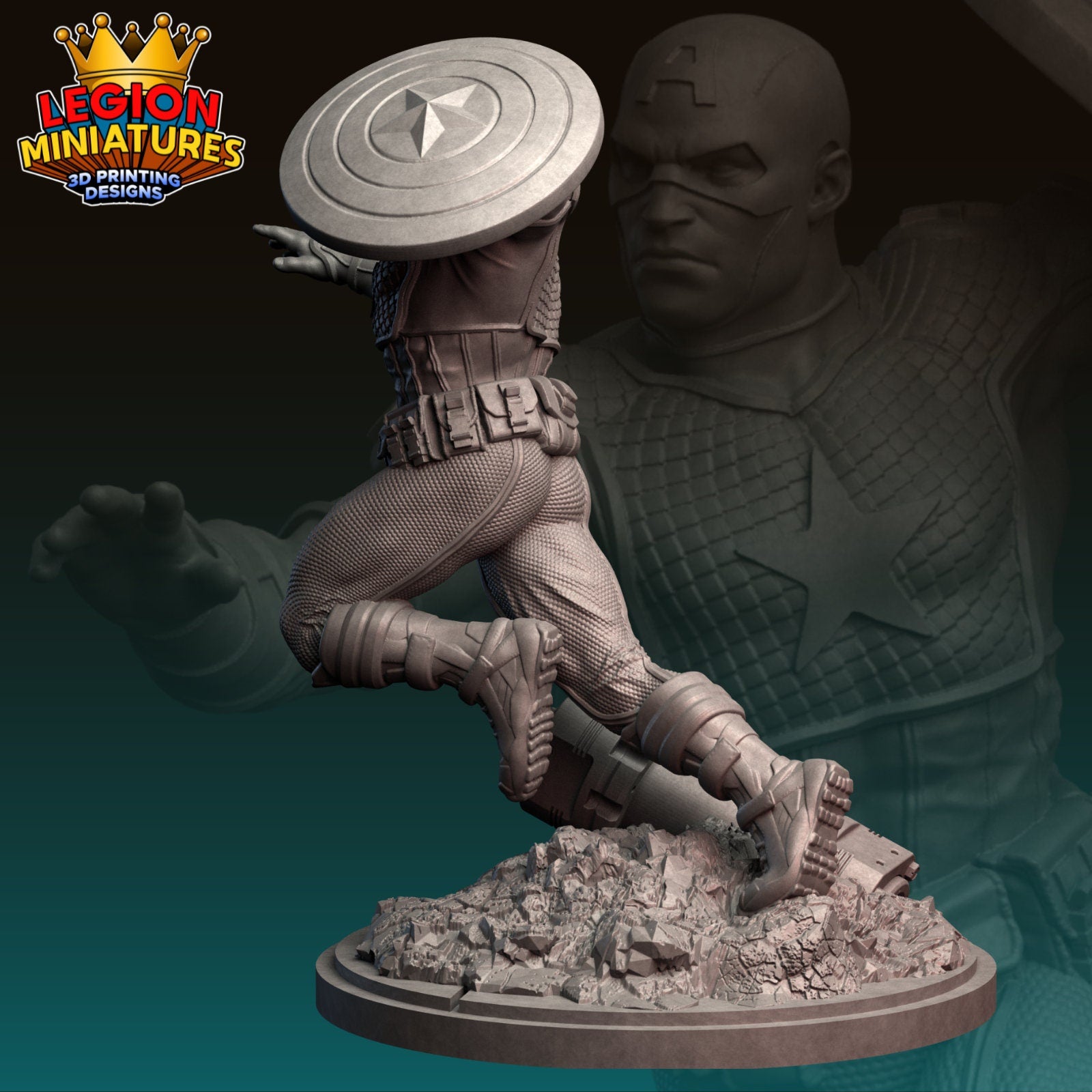 Ultimate Captain America Fan-Art 40mm Miniature (Sculpted by Legion Miniatures) (Crisis Protocol Proxy/Alternative)