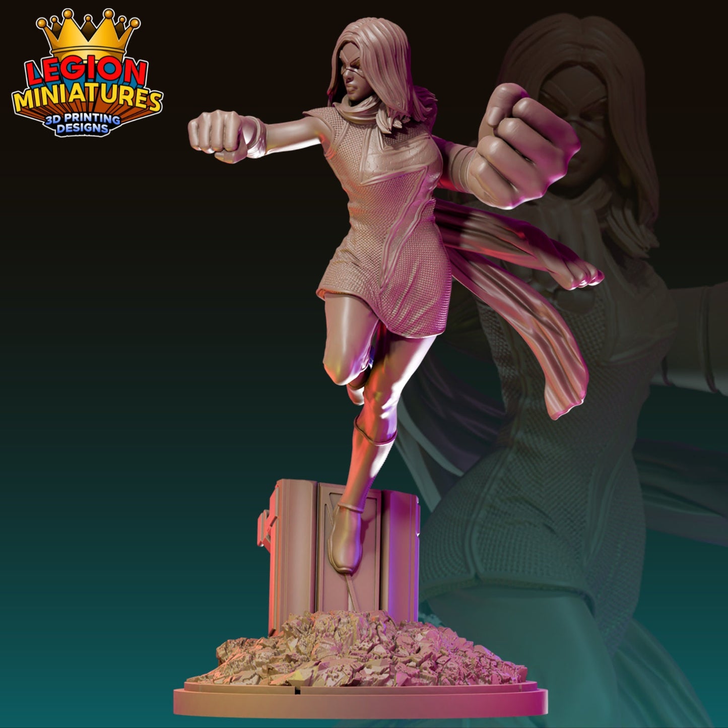 Ms Marvel Fan-Art 40mm Miniature -2 Sizes (Sculpted by Legion Miniatures) (Crisis Protocol Proxy/Alternative)