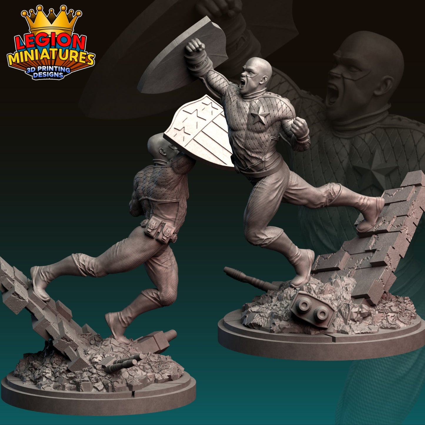 Patriot Fan-Art 40mm Miniature (Sculpted by Legion Miniatures) (Crisis Protocol Proxy/Alternative)