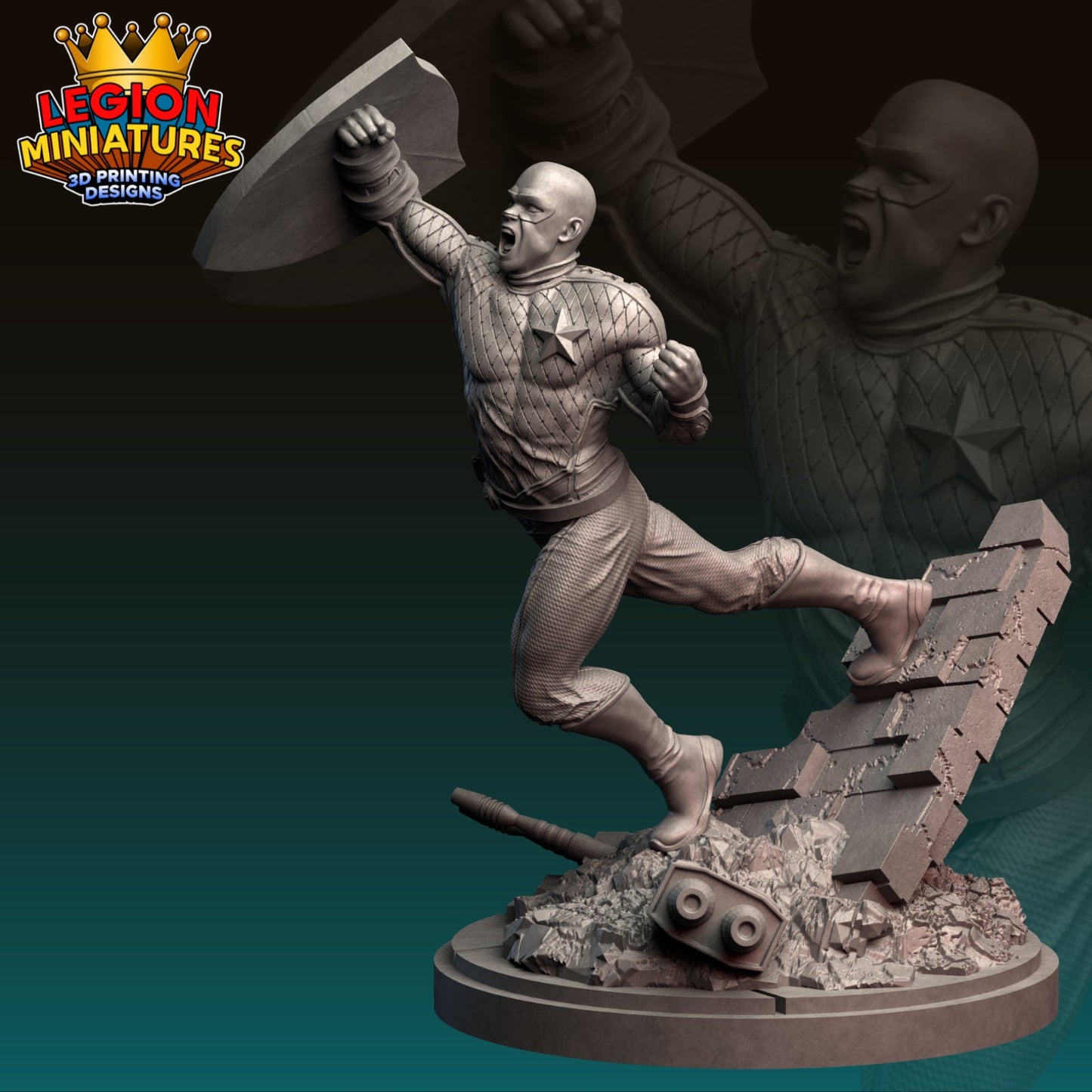 Patriot Fan-Art 40mm Miniature (Sculpted by Legion Miniatures) (Crisis Protocol Proxy/Alternative)