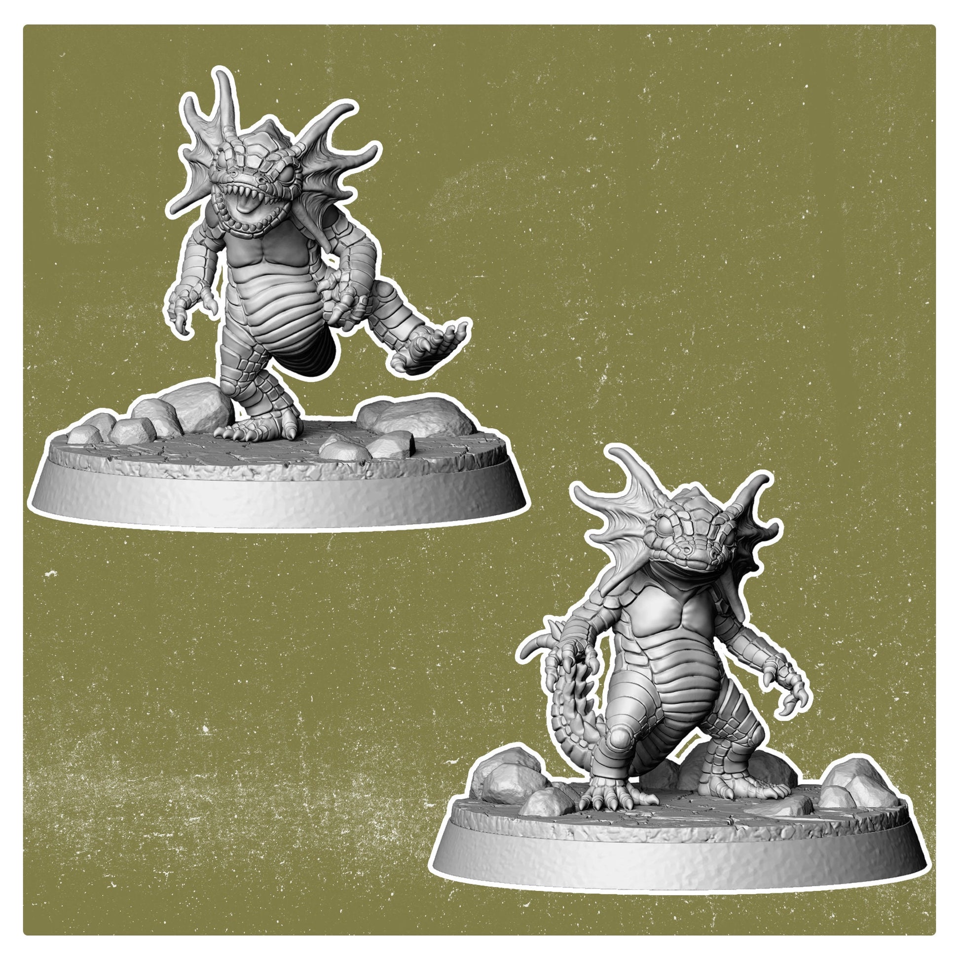 Lizards x 2 - Wild Wasteland (Sculpted by Vermillion Miniatures)