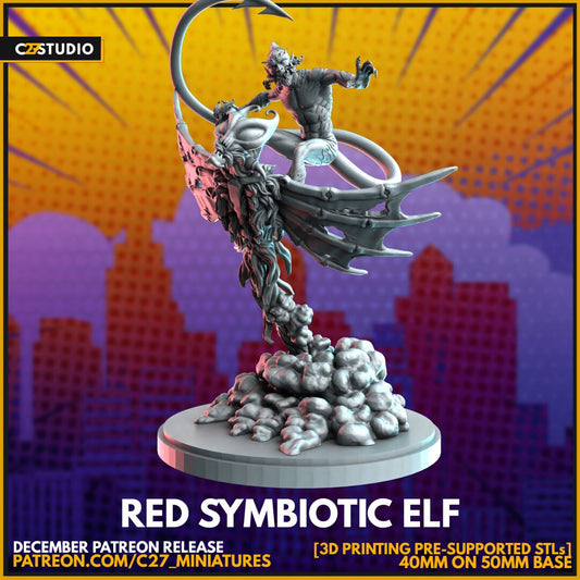 Red Symbiotic Elf / Red Goblin 40mm miniature (sculpted by C27 collectibles) (Crisis Protocol Proxy/Alternative)