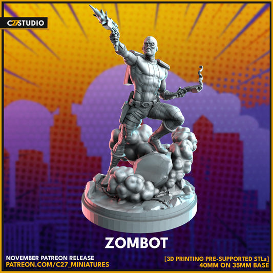 Deathlok / Zombot 40mm miniature (Fan Art sculpted by C27 collectibles) (Crisis Protocol Proxy/Alternative)